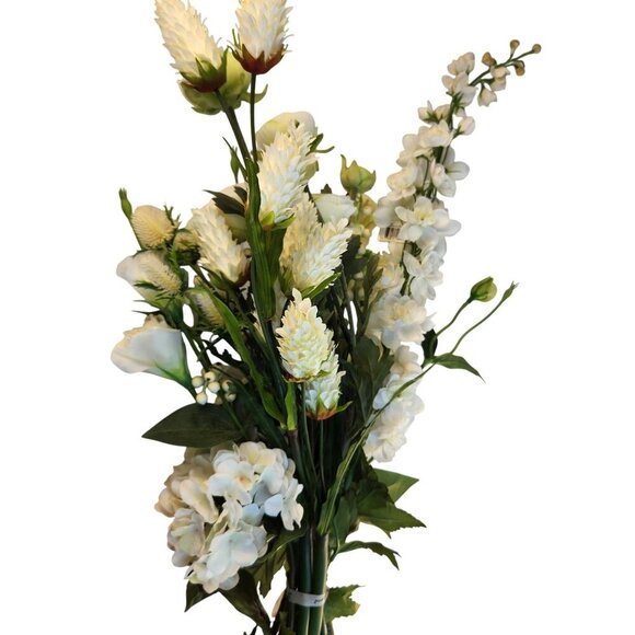 Artificial White Floral Bouquet W/ Lilies Roses & Hydrangeas - 13 Stems Realisti - Picture 5 of 14